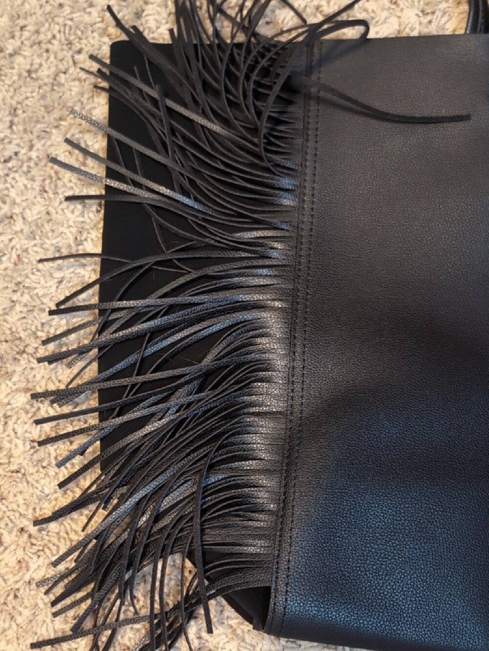 Victoria's Secret Black Fringe Tote NWOT - Picture 3 of 7
